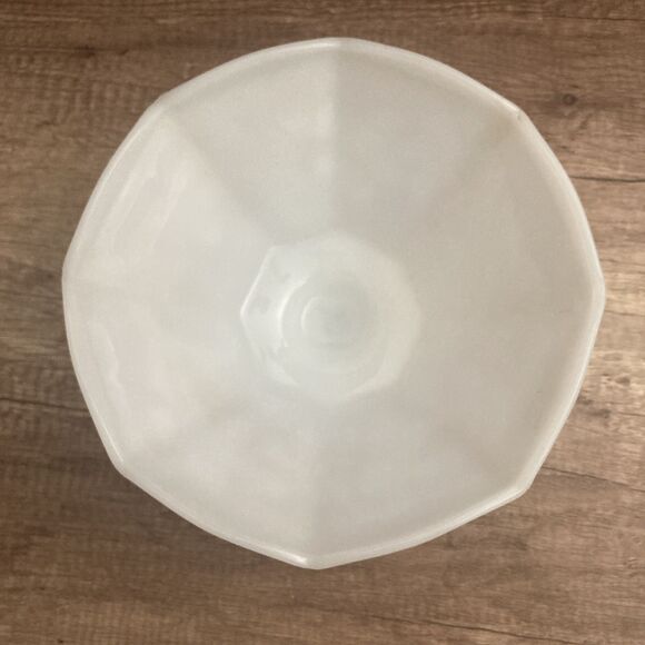 Vintage Panel Grape Milk Glass Large Wide Scallop Compote Bowl Pedestal Footed - Picture 5 of 10